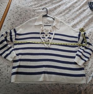 Loft White & Navy Striped Nautical Sweater